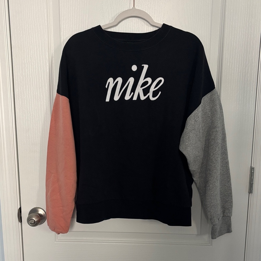 Nike Black Crewneck with Pink and Gray Sleeves